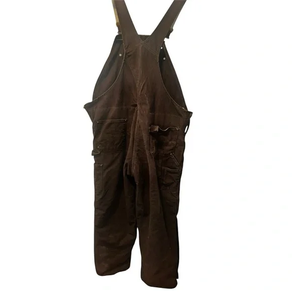 Carhartt Bib Overalls Mens 44x32 Quilt Lined Insulated Dark Navy Outdoors - Picture 2 of 7